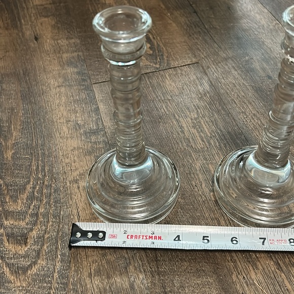 Vintage HOMCO USA Molded Clear Glass Candleholders - Set of 2 -Ribbed Pattern - Picture 8 of 9